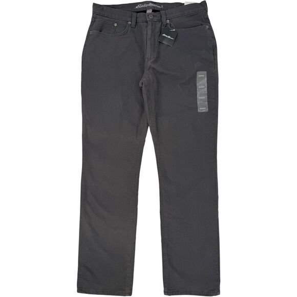 NWT Eddie Bauer Men's Fleece Lined Flex Mountain Canvas Jean Carbon 34x34 - Picture 1 of 14